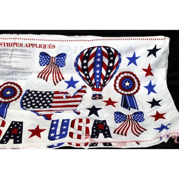 USA Stars and Stripes Applique Panel 44 x 17.5 in Fabric VIP Print Cranston - Picture 7 of 11